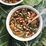 Instant Pot Black Eyed Pea Soup on Collards