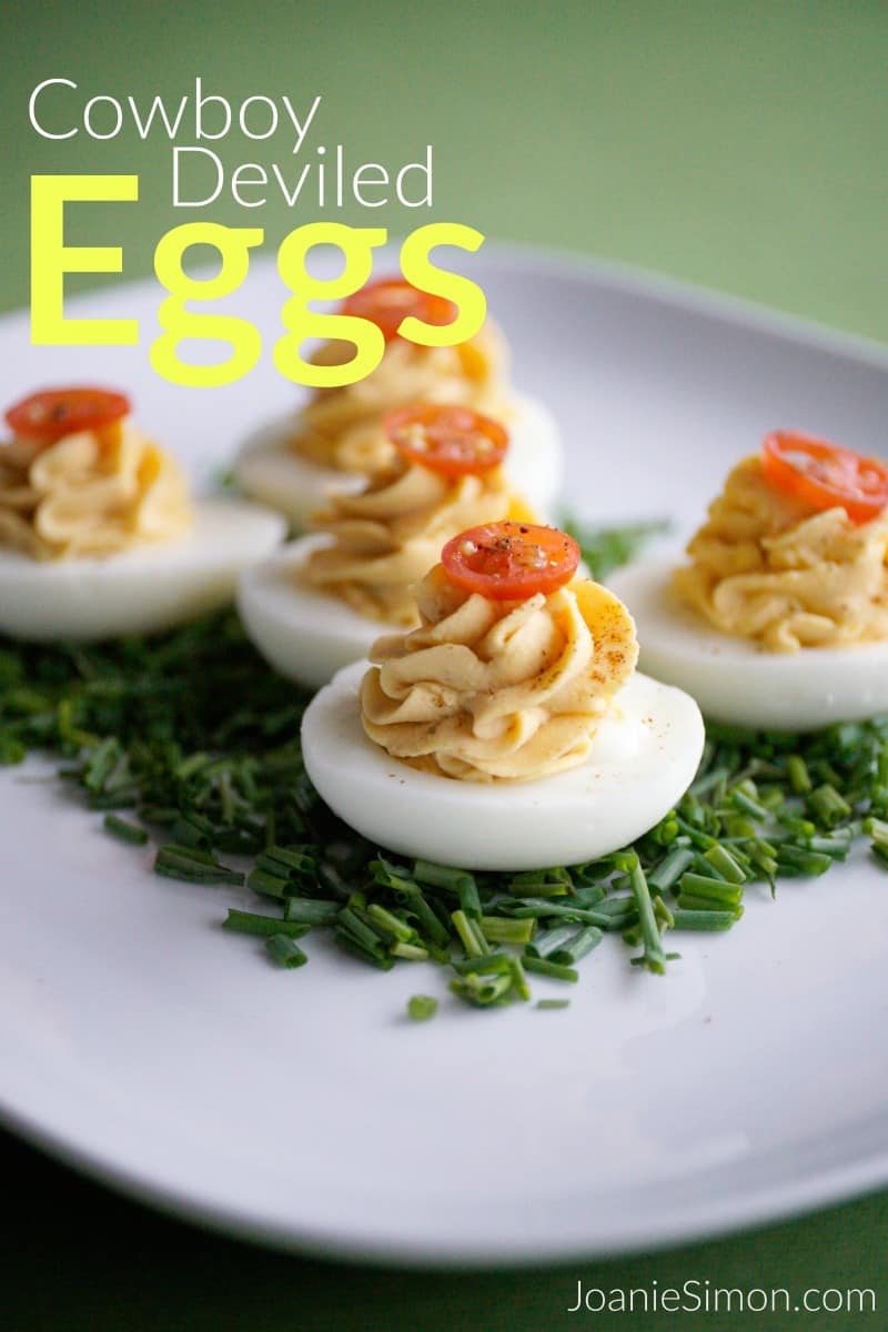 Cowboy Deviled Eggs Recipe - the perfect party snack that can be made ahead