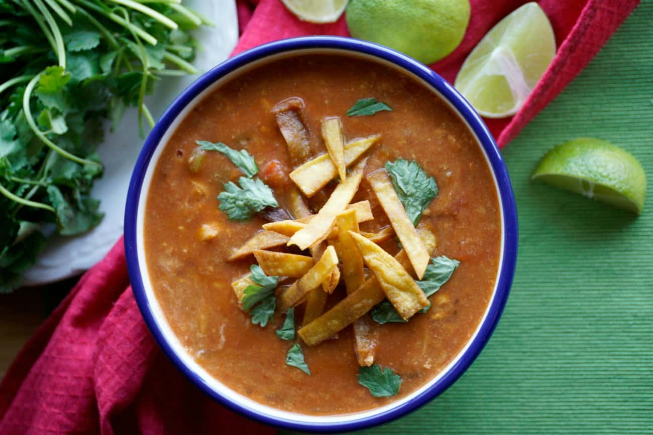 Chicken Tortilla Soup - JoanieSimon.com - an easy crock pot recipe for weeknight dinners