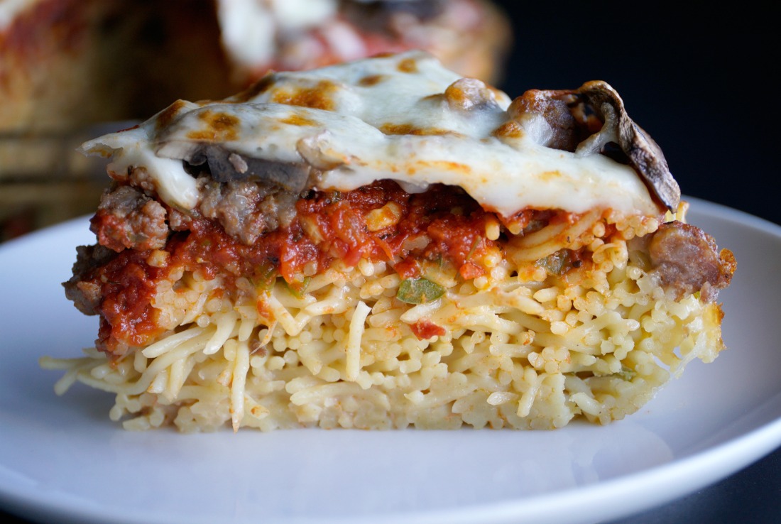 Deep Dish Spaghetti Pizza Pie - Joanie Simon