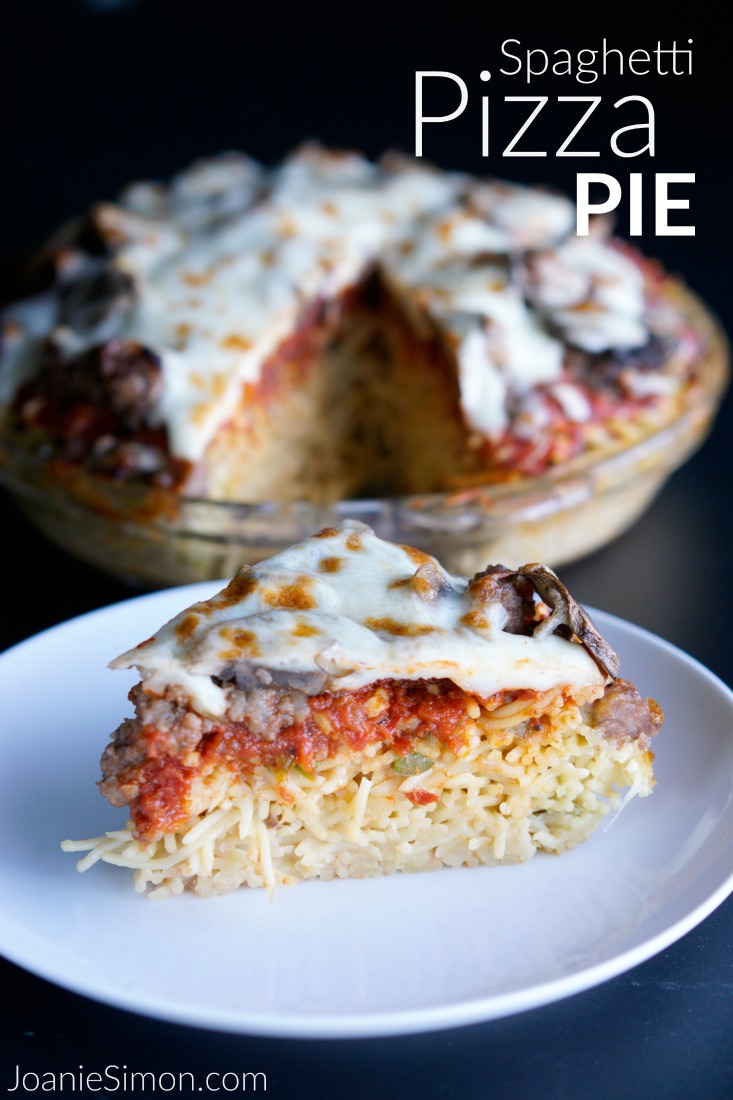 Spaghetti Pizza Pie - a easy family-friendly recipe that turns spaghetti into a crust topped with pizza toppings
