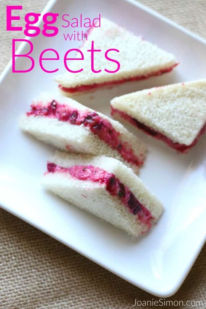 Pink Egg Salad with Beets - easy all-natural tea sandwich recipe
