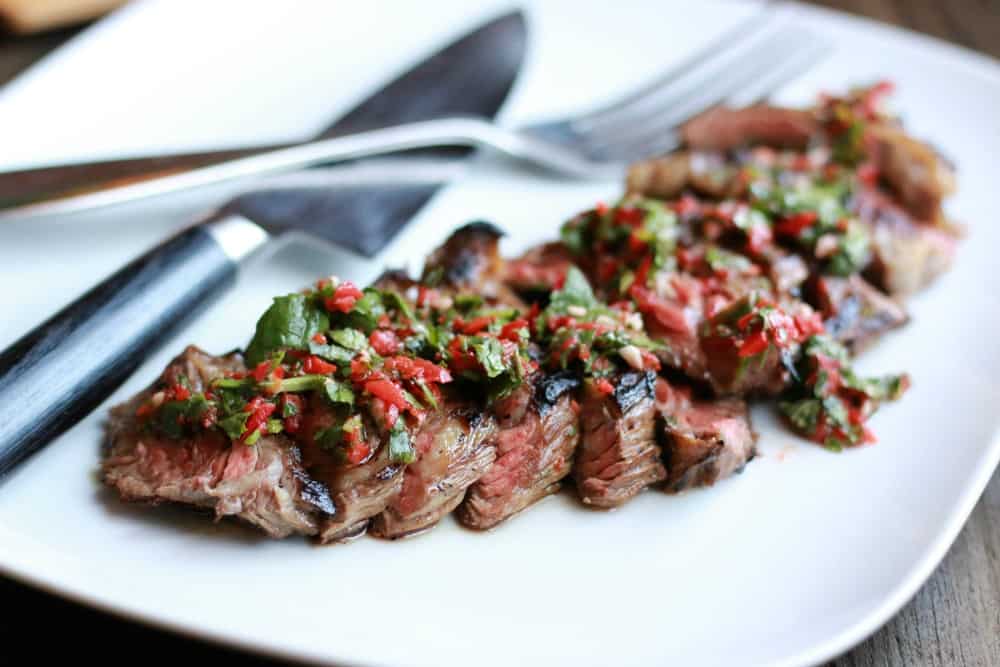 steak with chimichurri sauce