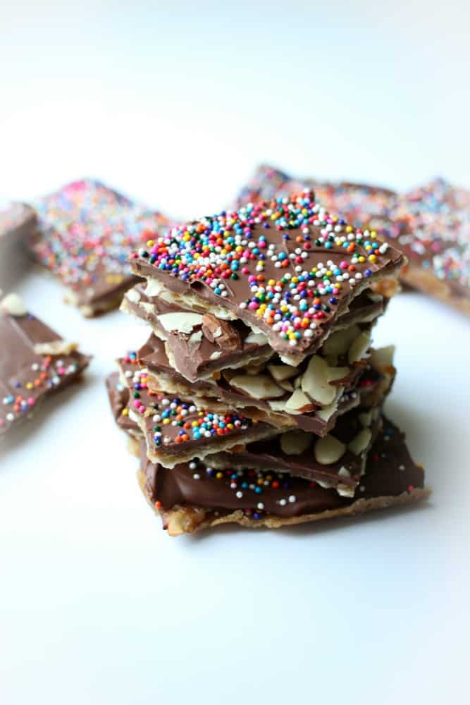 Chocolate Covered Toffee Matzah for Passover | Joanie Simon