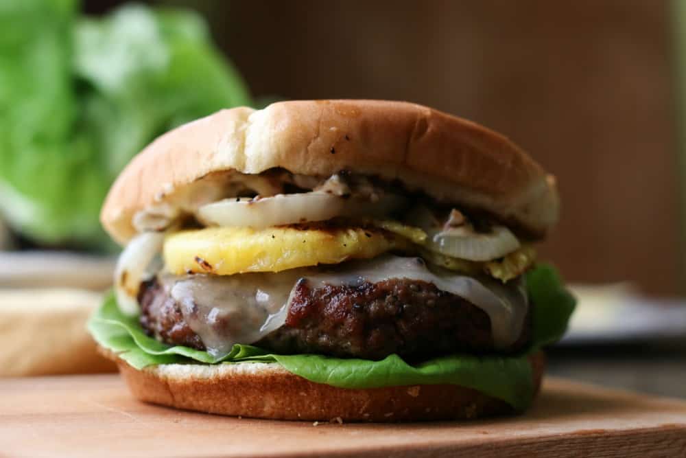 Hawaiian Burgers with Grilled Fruit