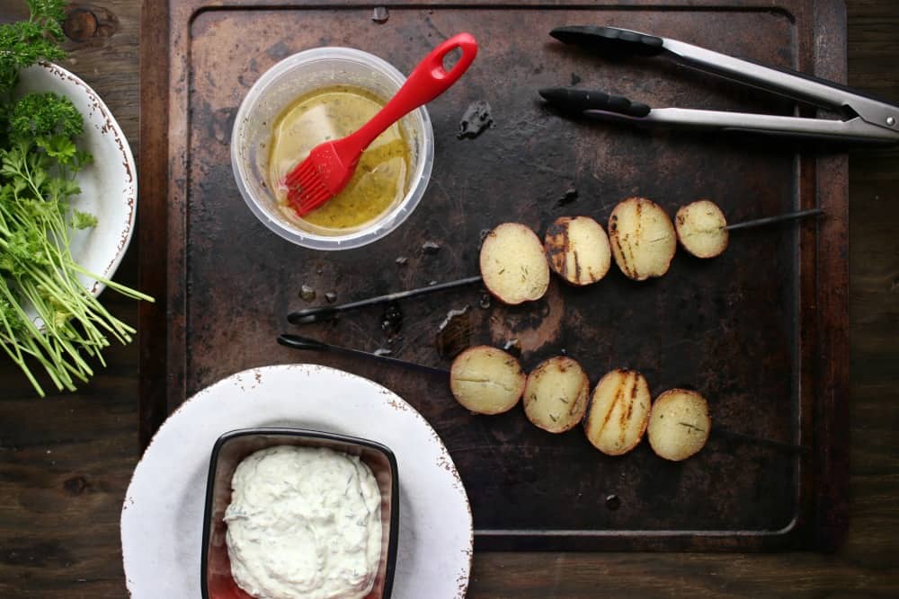 Lemon Garlic Potato Kebabs