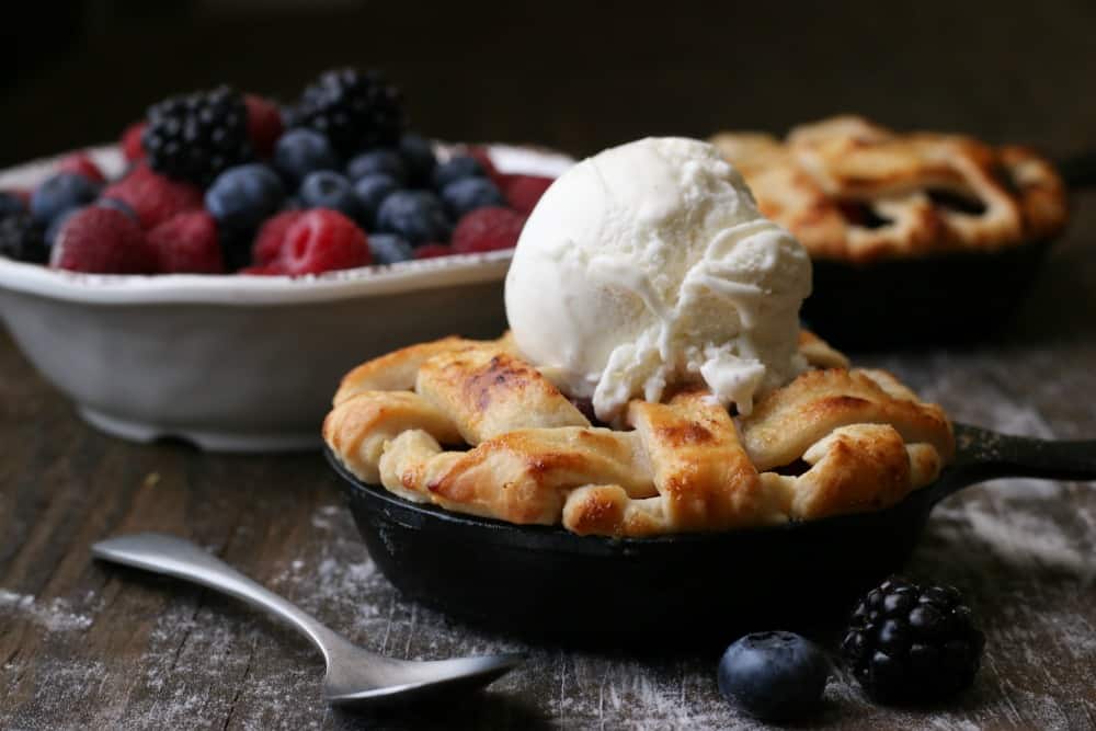Mini Cast Iron Skillet Fruit Pies - Blessed Beyond Crazy