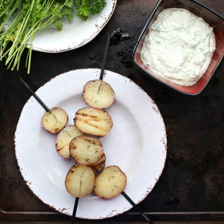 Grilled Potato Kabobs with Lemon and Garlic Joanie Simon