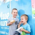 Blaise and Calvin at the Blue Bunny Truck