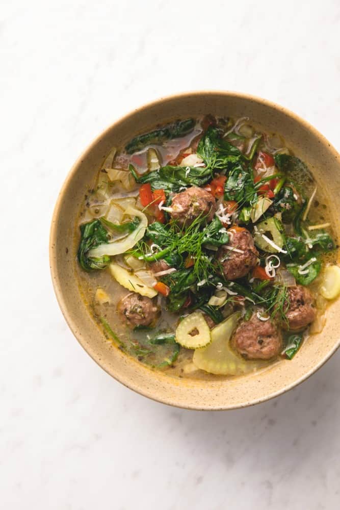 keto italian meatball and fennel soup
