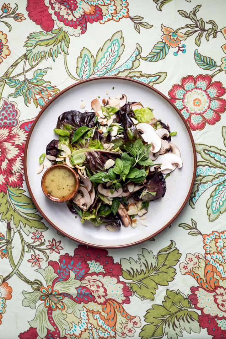 Mushroom Basil Salad with Mustard Vinaigrette