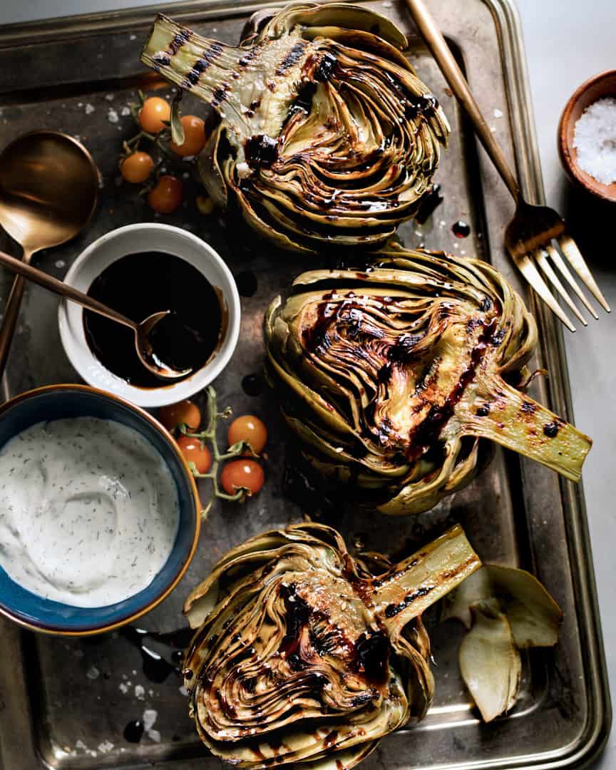 Grilled Artichokes with Balsamic Glaze