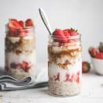 Leftover Oatmeal layered with yogurt, agave and berries