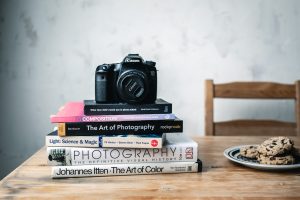 Photography Books and Camera with Cookies for Food Photographers