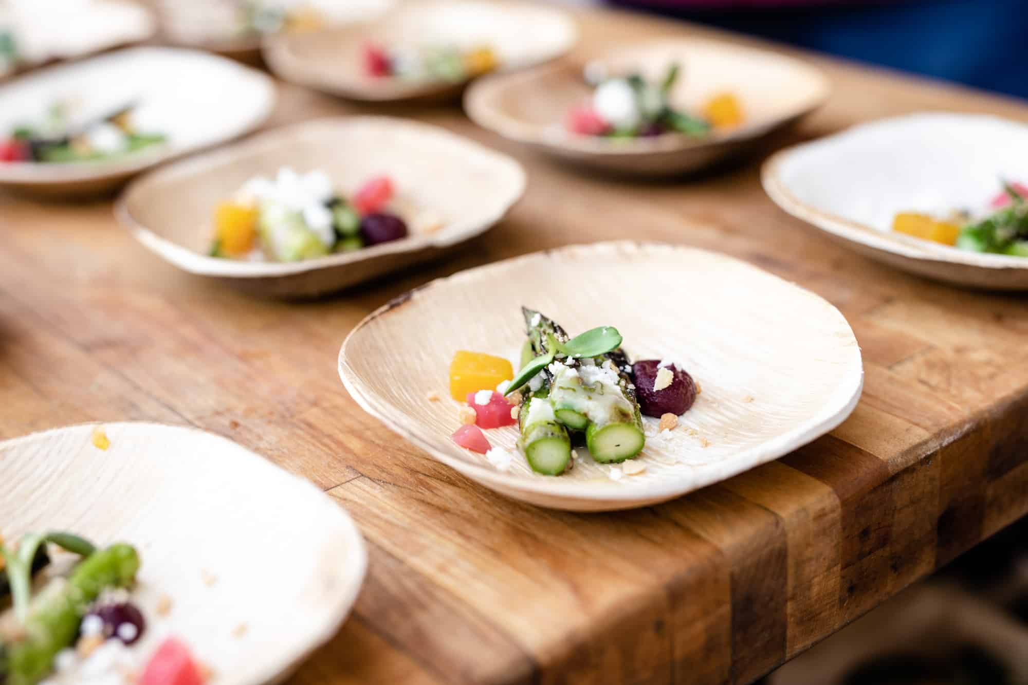 Asparagus Salad on sample plates