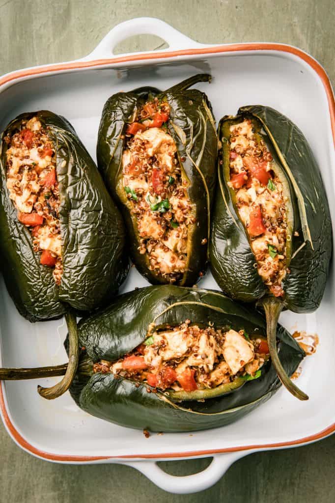 Chicken Stuffed Poblano Peppers with Cheese - Joanie Simon