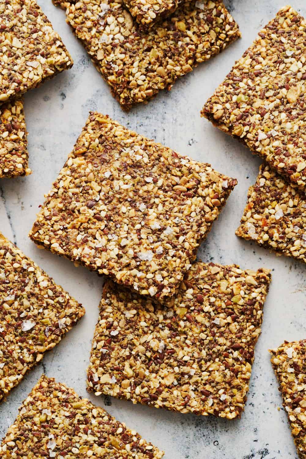 closeup of homemade flaxseed crackers