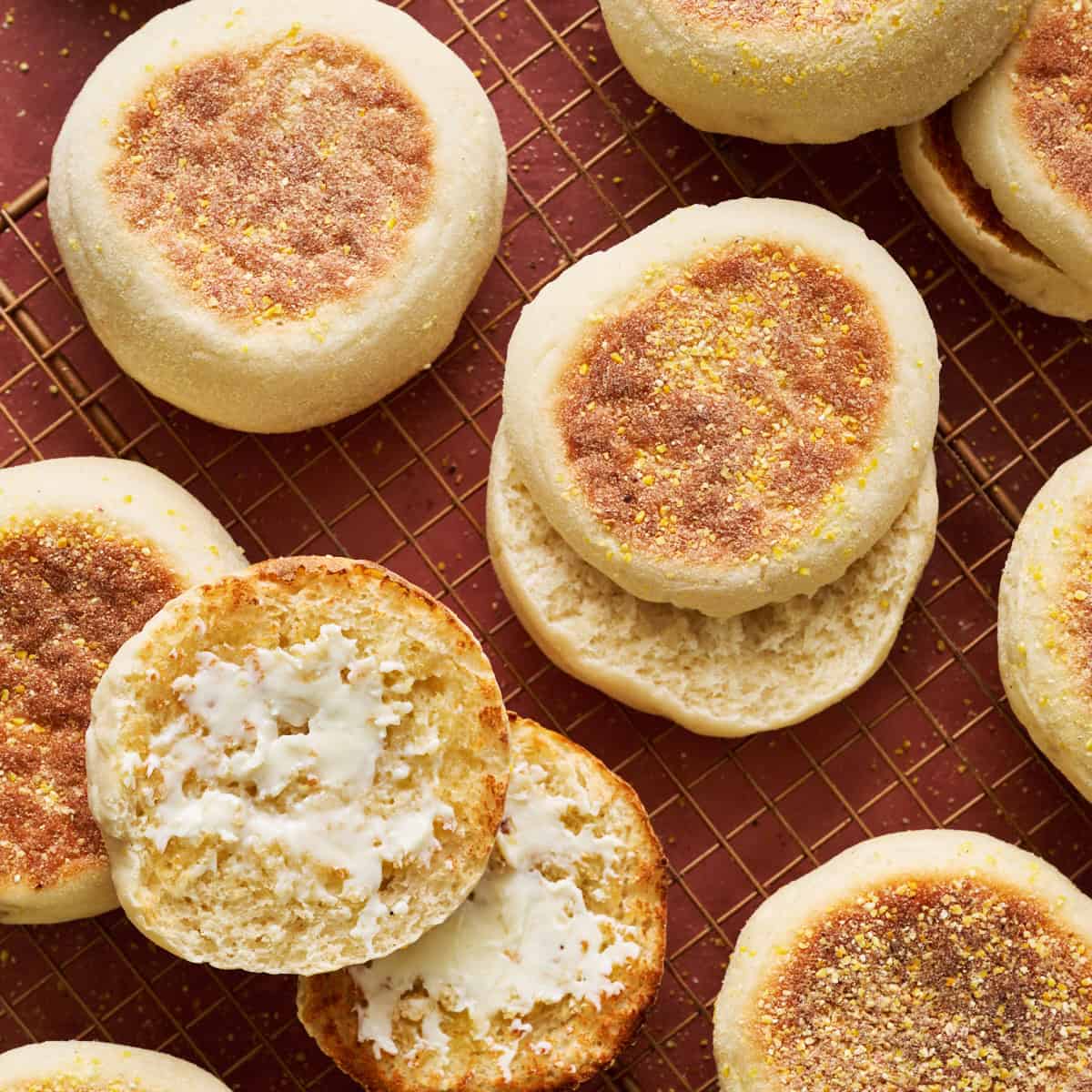 english muffins on a cooling rack