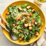caesar salad with two kinds of parmesan cheese, lemony dressing, croutons and romaine lettuce