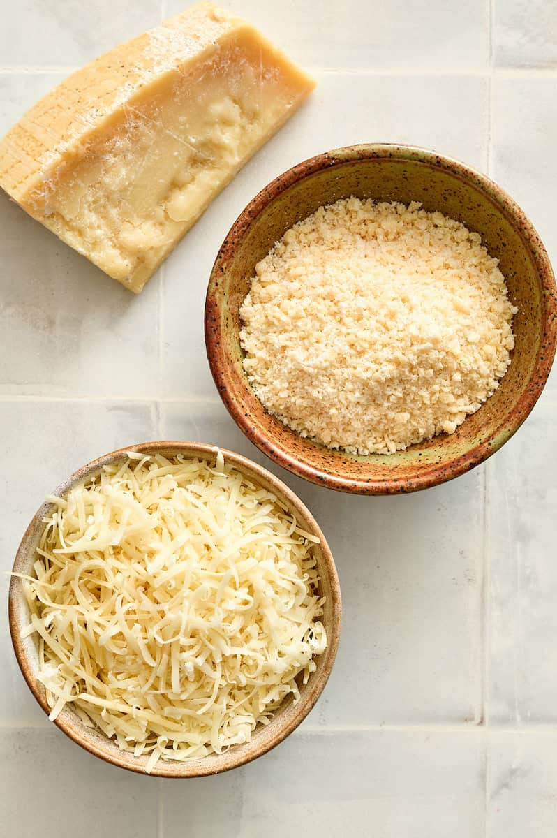 grated and shredded parmesan cheese