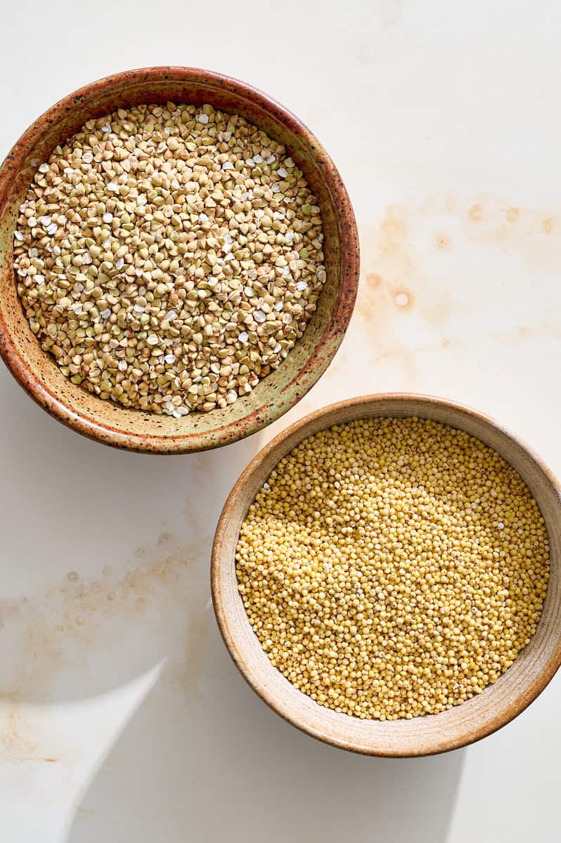 whole raw millet and buckwheat