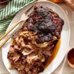 final shredded pork roast on a platter