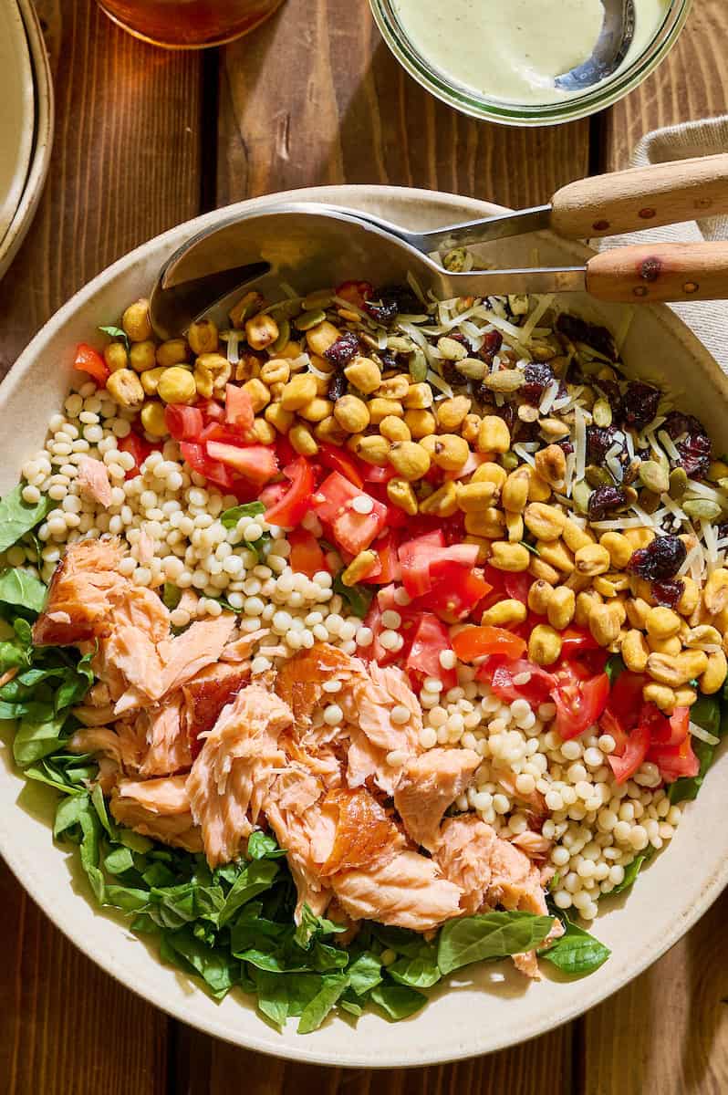 composed stetson chopped salad in a large family style bowl