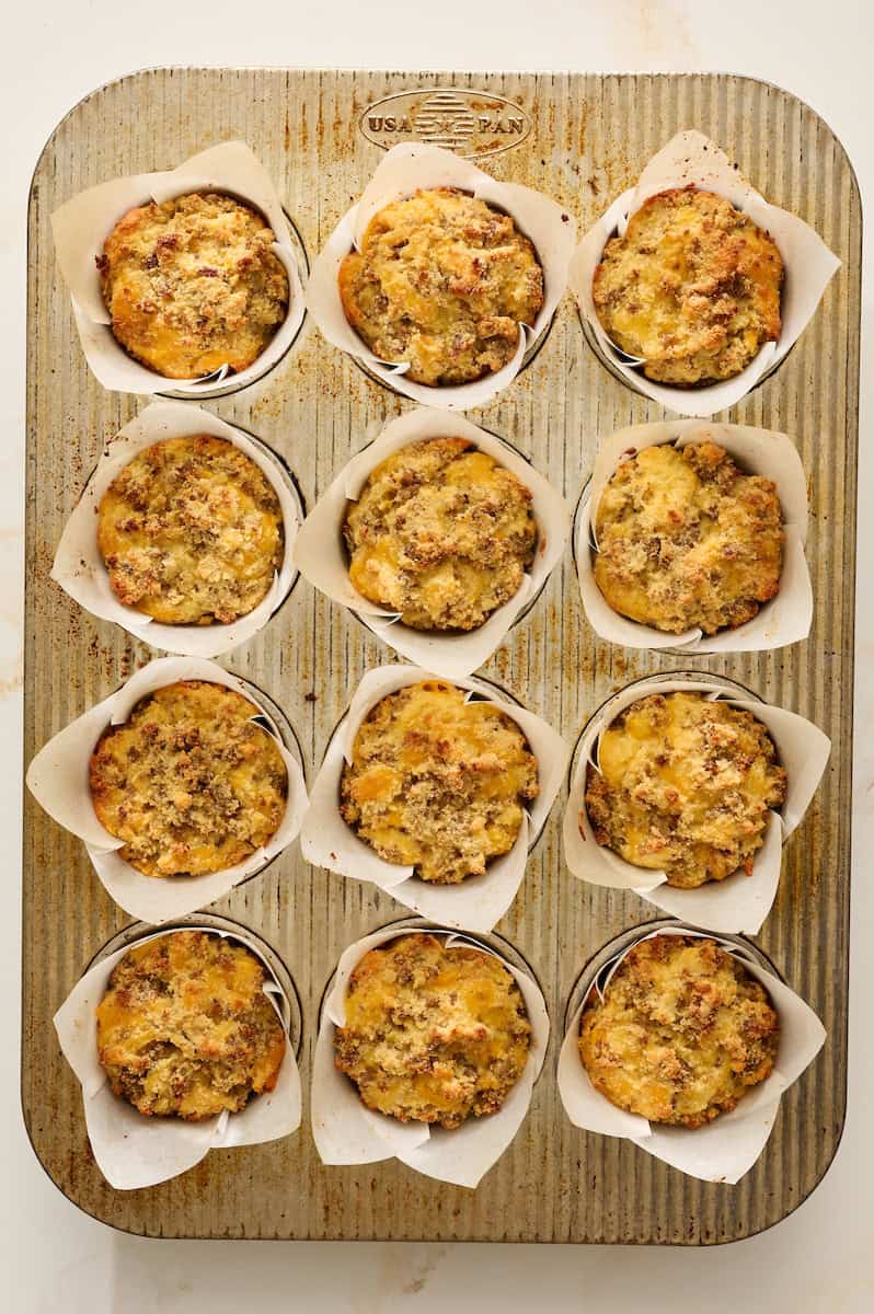 muffins after baking in the oven, golden brown on top