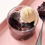 sugar free mug brownie with a bite taken out a la mode