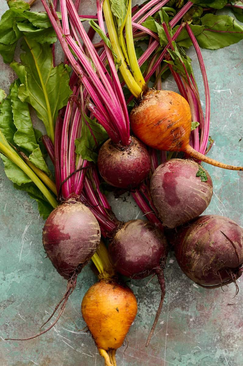 fresh red and golden beets