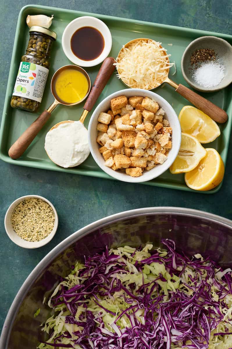 ingredients for making the salad all laid out