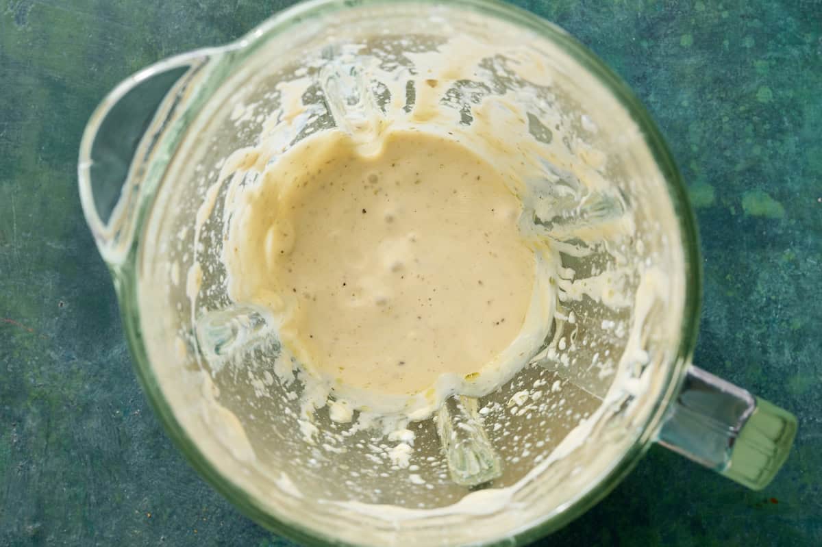 dressing in a blender