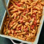 ingredients to make viral feta pasta but creamy